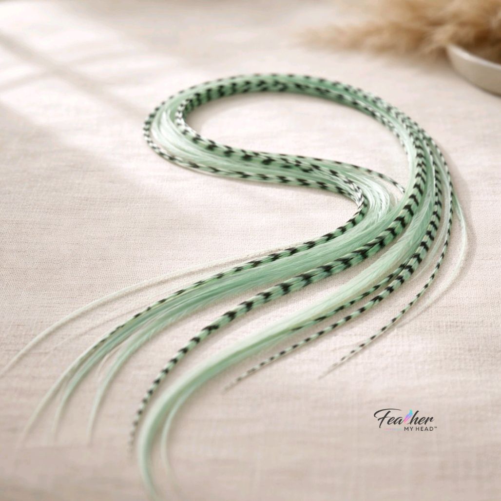 Light Pastel Green Hair Feather