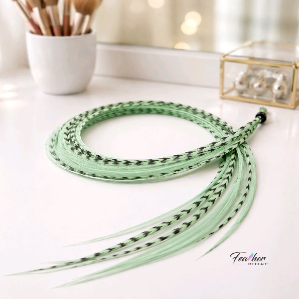 Light Pastel Green Hair Feather