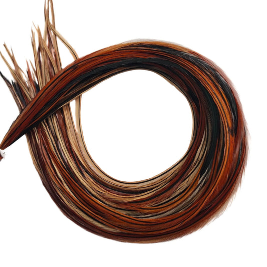 Natural Brown Furnace Hair Feather | Feather My Head rooster feather hair extensions