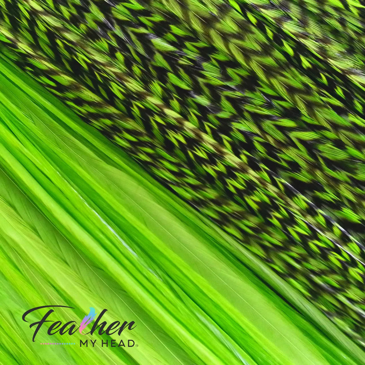 Bright Neon Green Hair Feathers. Glow Under Black Light. Pick Your length with hair feathers in lengths up to 16 plus inches long with an optional feather kit to make installing your own hair feathers a breeze.