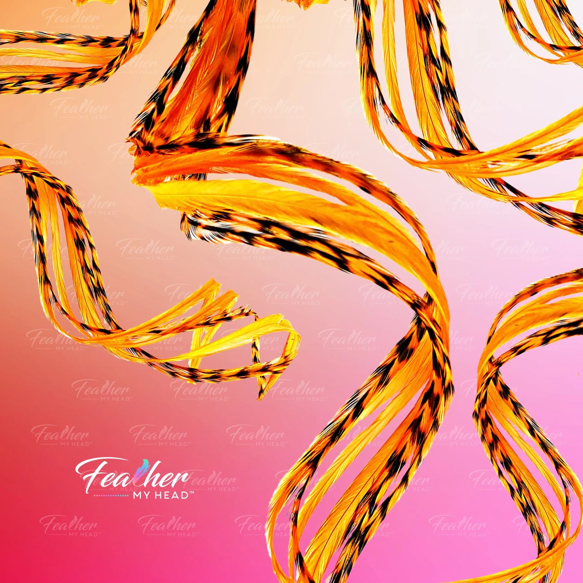 Neon orange glow hair feather extension for festival hair, hand-dyed premium feather