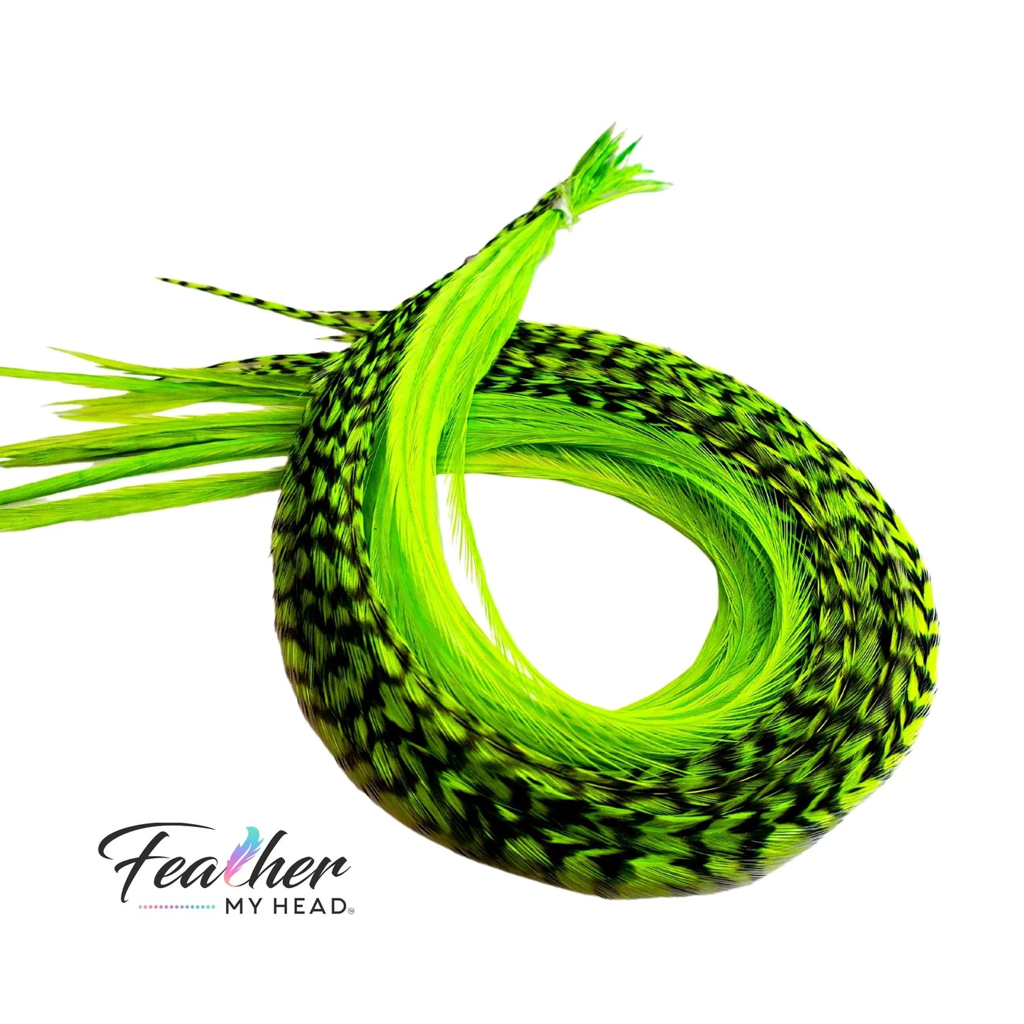 Neon Green Glow Hair Feather - UV Reactive