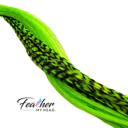 Neon Green Glow Hair Feather - UV Reactive