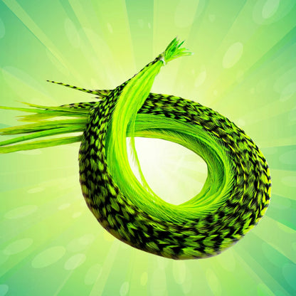Neon Green Glow Hair Feather - UV Reactive