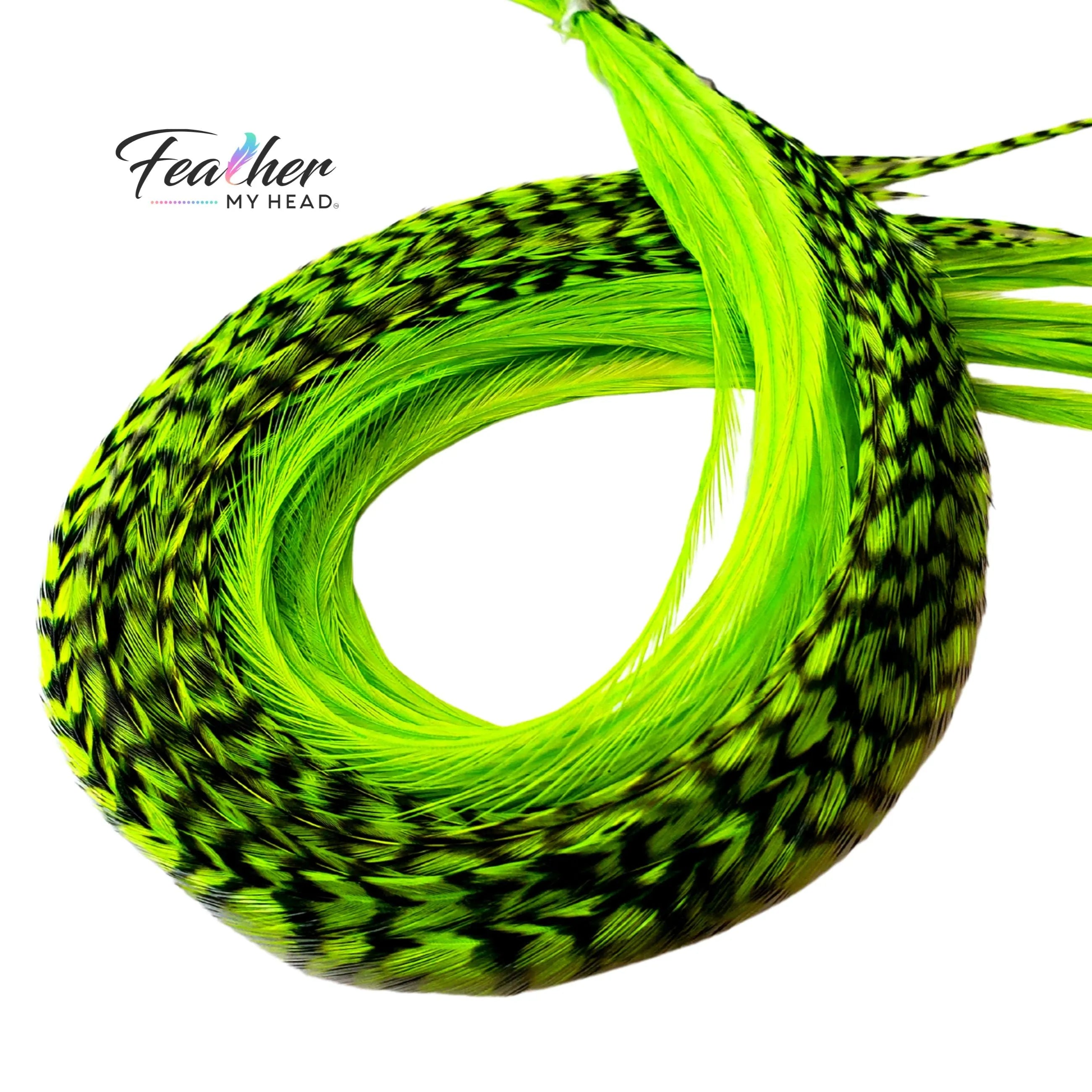 Neon Green Glow Hair Feather - UV Reactive