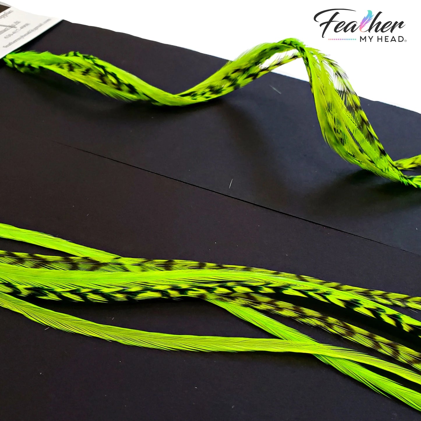 Neon Green Glow Hair Feather - UV Reactive