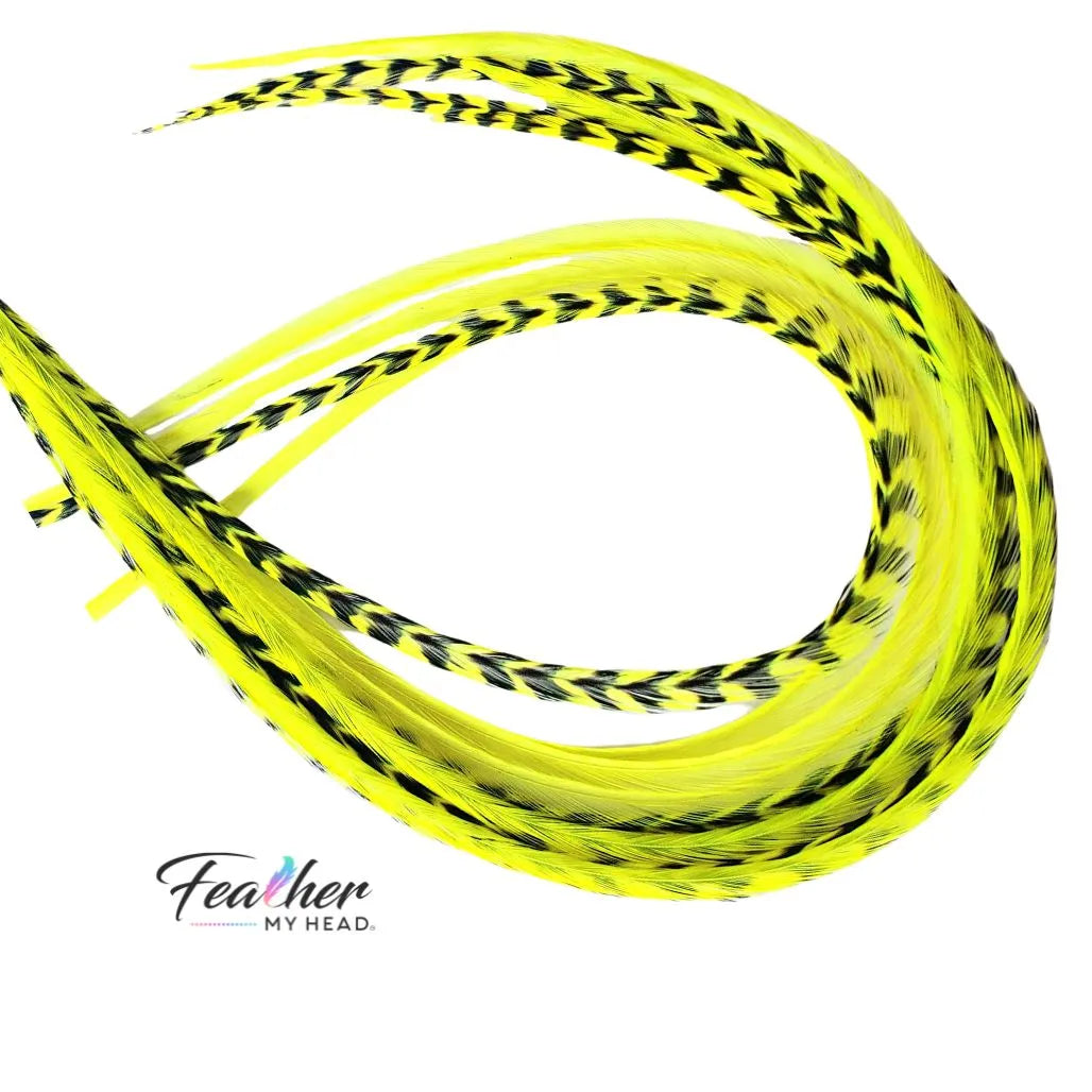 Neon Yellow Glow Hair Feather