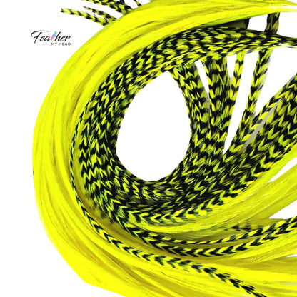 Neon Yellow Glow Hair Feather