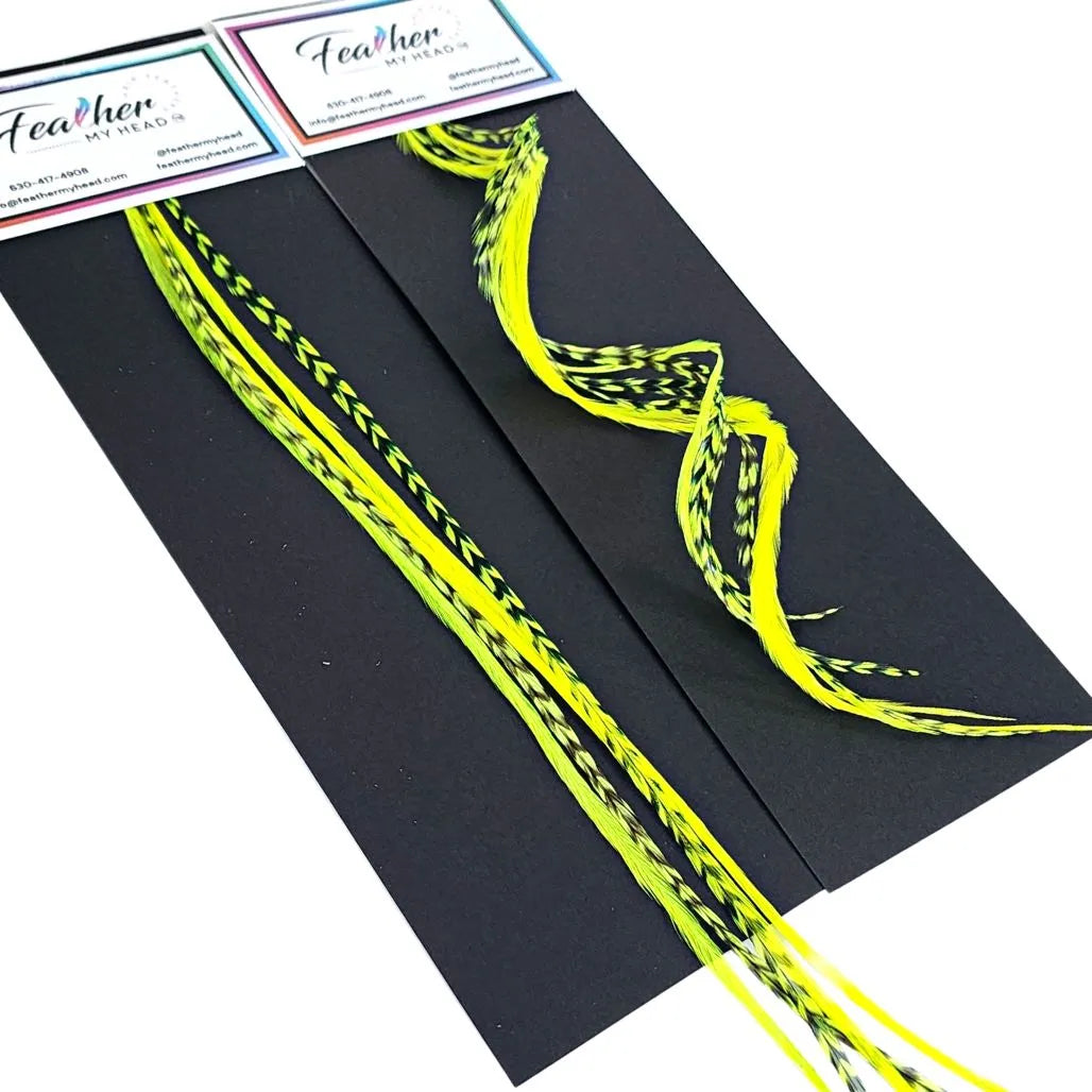 Neon Yellow Glow Hair Feather