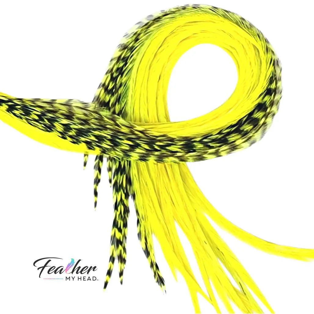 Neon Yellow Glow Hair Feather
