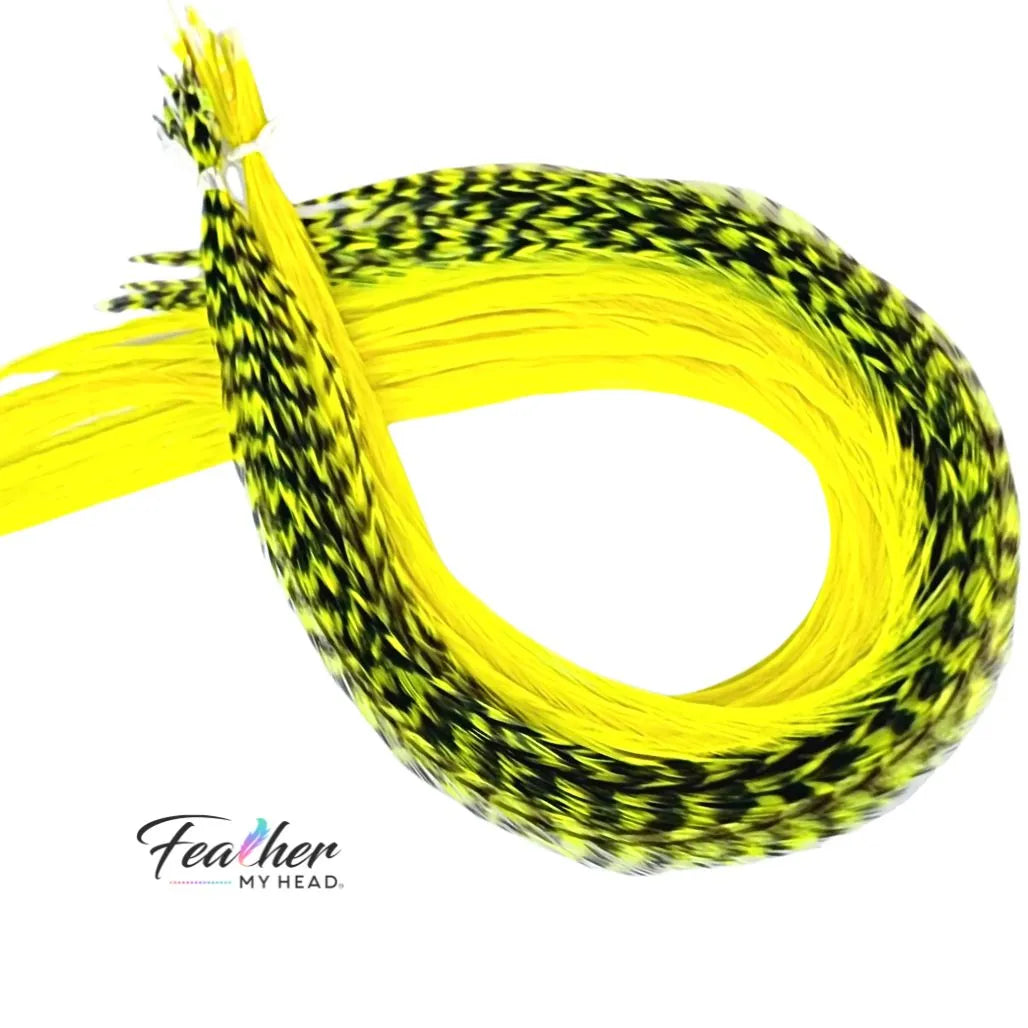 Neon Yellow Glow Hair Feather