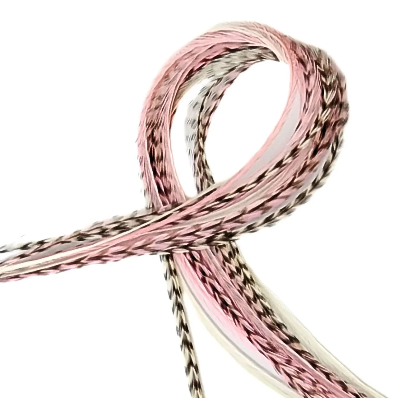 Our Strawberry Champagne Hair Feathers feature soft pink and creamy white hues, inspired by the sweetness of fresh strawberries and the elegance of champagne. These long, flowing feathers add a dreamy, romantic touch with a hint of playful charm.