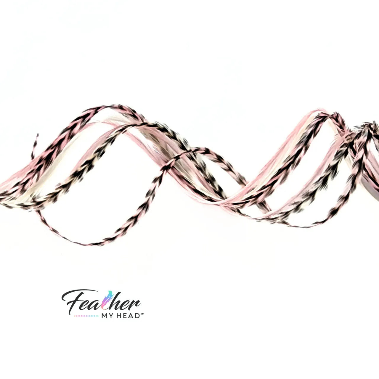 Our Strawberry Champagne Hair Feathers feature soft pink and creamy white hues, inspired by the sweetness of fresh strawberries and the elegance of champagne. These long, flowing feathers add a dreamy, romantic touch with a hint of playful charm.