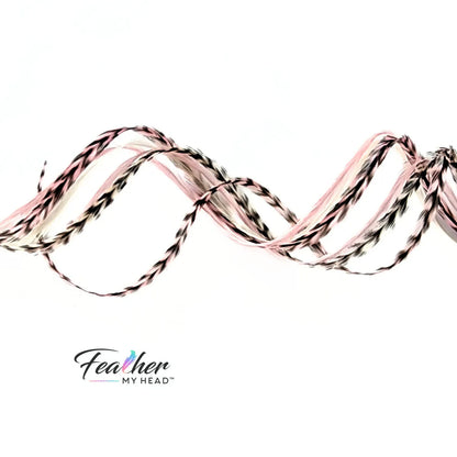 Our Strawberry Champagne Hair Feathers feature soft pink and creamy white hues, inspired by the sweetness of fresh strawberries and the elegance of champagne. These long, flowing feathers add a dreamy, romantic touch with a hint of playful charm.