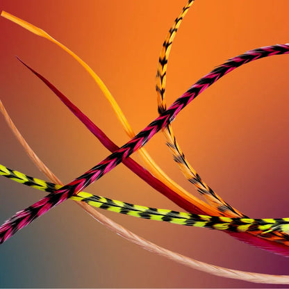 Tequila Sunrise Mix – Pink, Orange & Yellow Hair Feather Extensions