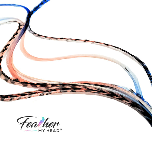 extra long feather hair extension showing full length coastal blend