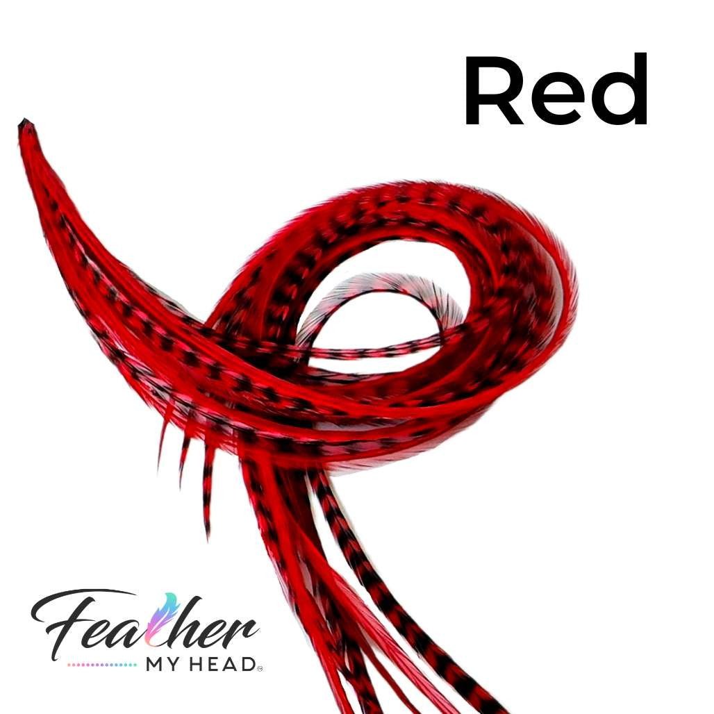 Red hair feather extension kit in long lenght