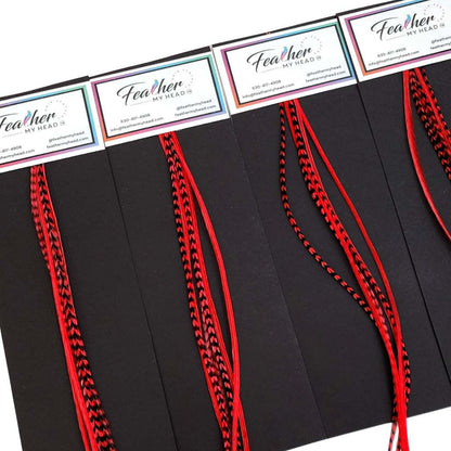 Red hair feather extension kit in long lenghts