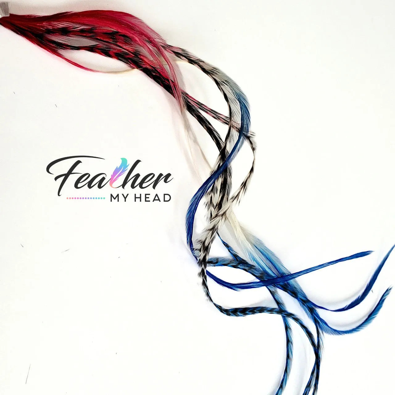 red, white and blue hair feathers - feather hair extensions. Hair Accessory for 4th of July