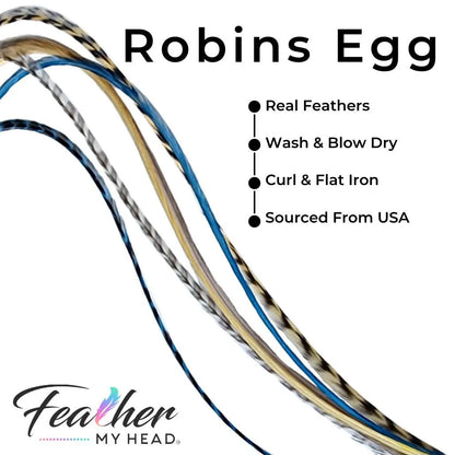 Feather My Head Hair Feathers Spring Collection of feathers in colors of blue, dun, gray and beige