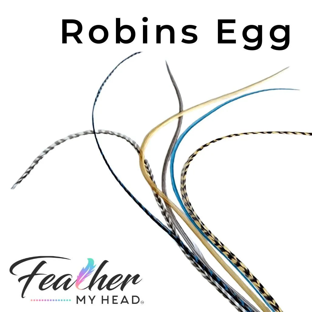 Feather My Head Hair Feathers Spring Collection of feathers in colors of blue, dun, gray and beige
