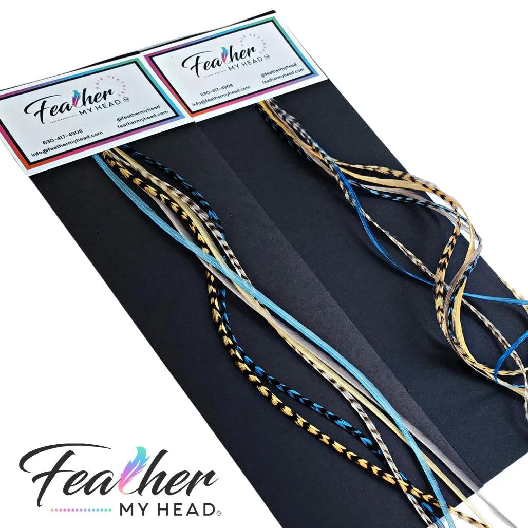Feather My Head Hair Feathers Spring Collection of feathers in colors of blue, dun, gray and beige