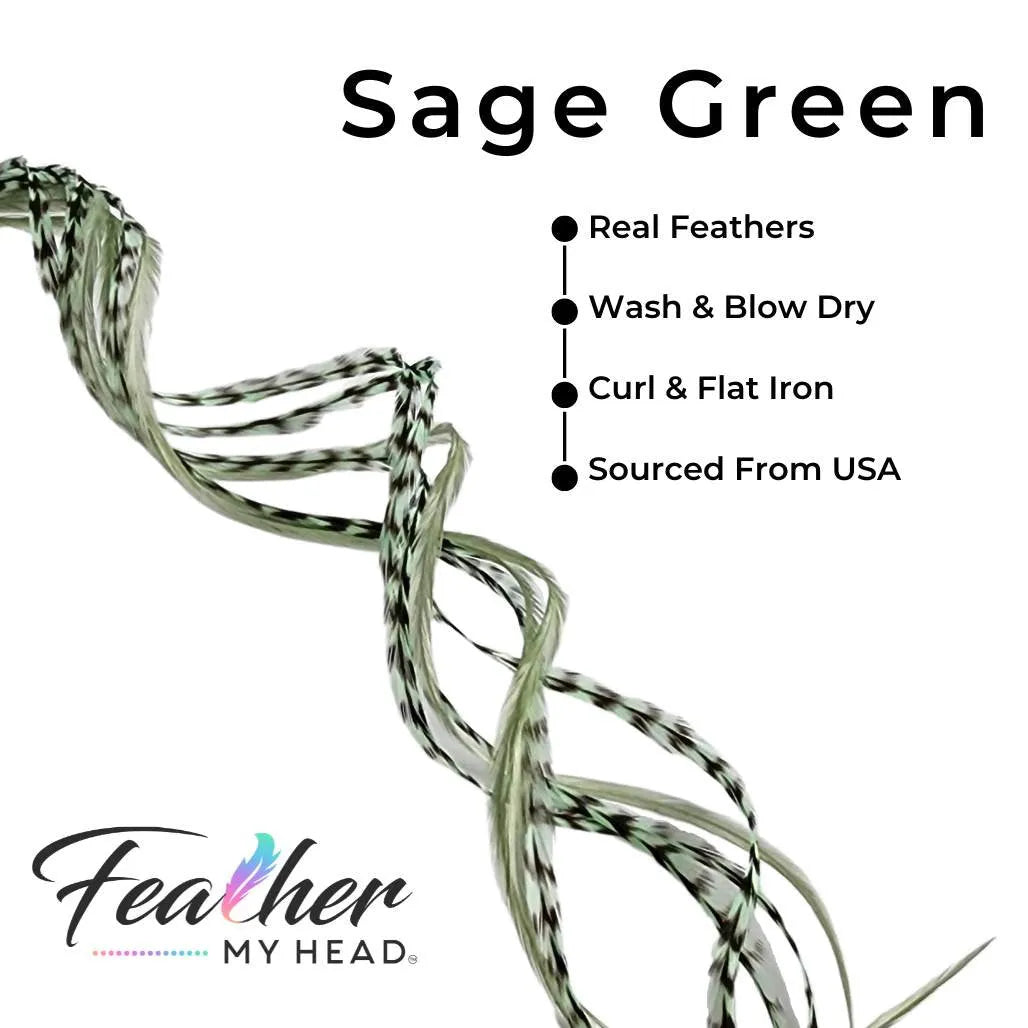 Sage Green hair feather extension kit