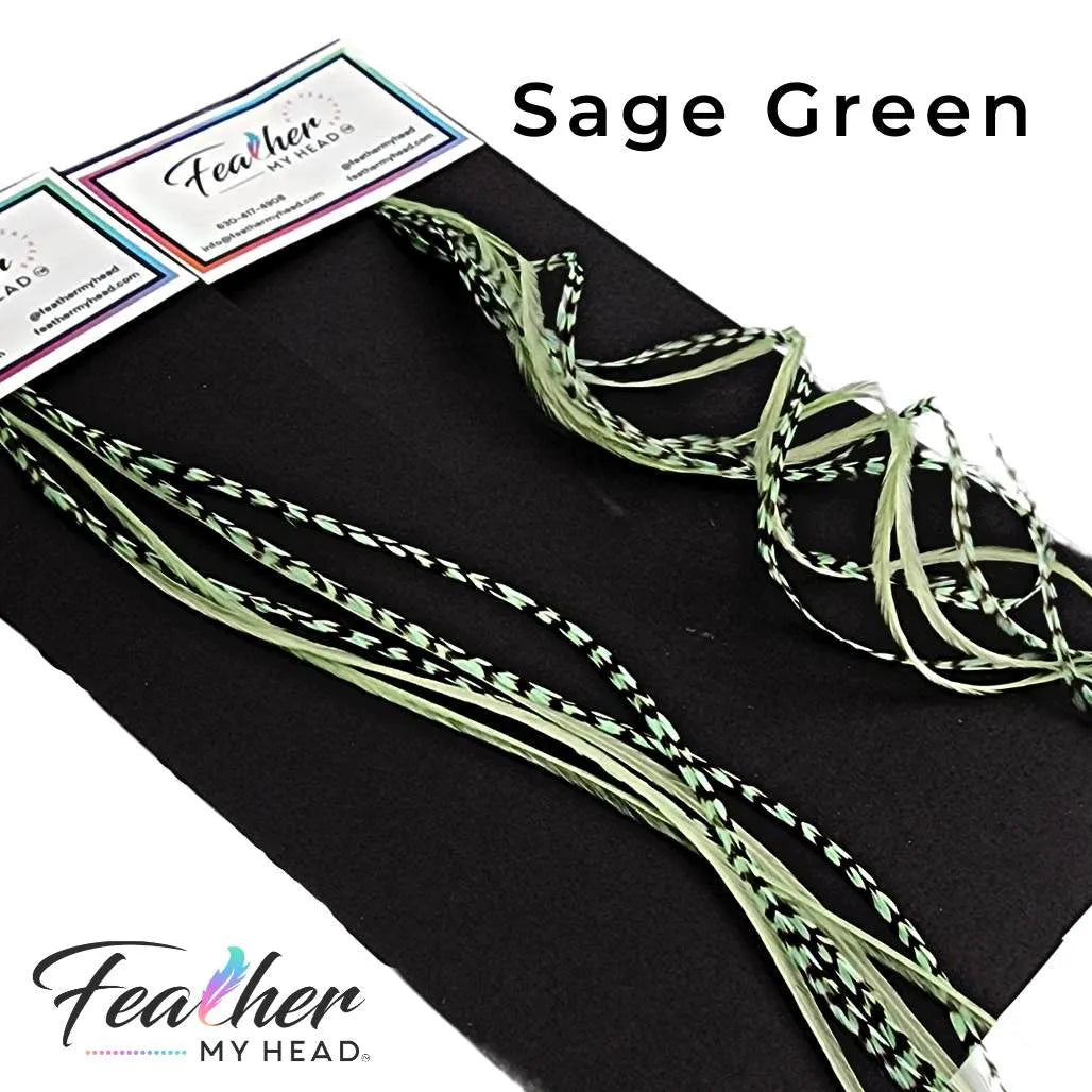 Sage Green hair feather extension kit