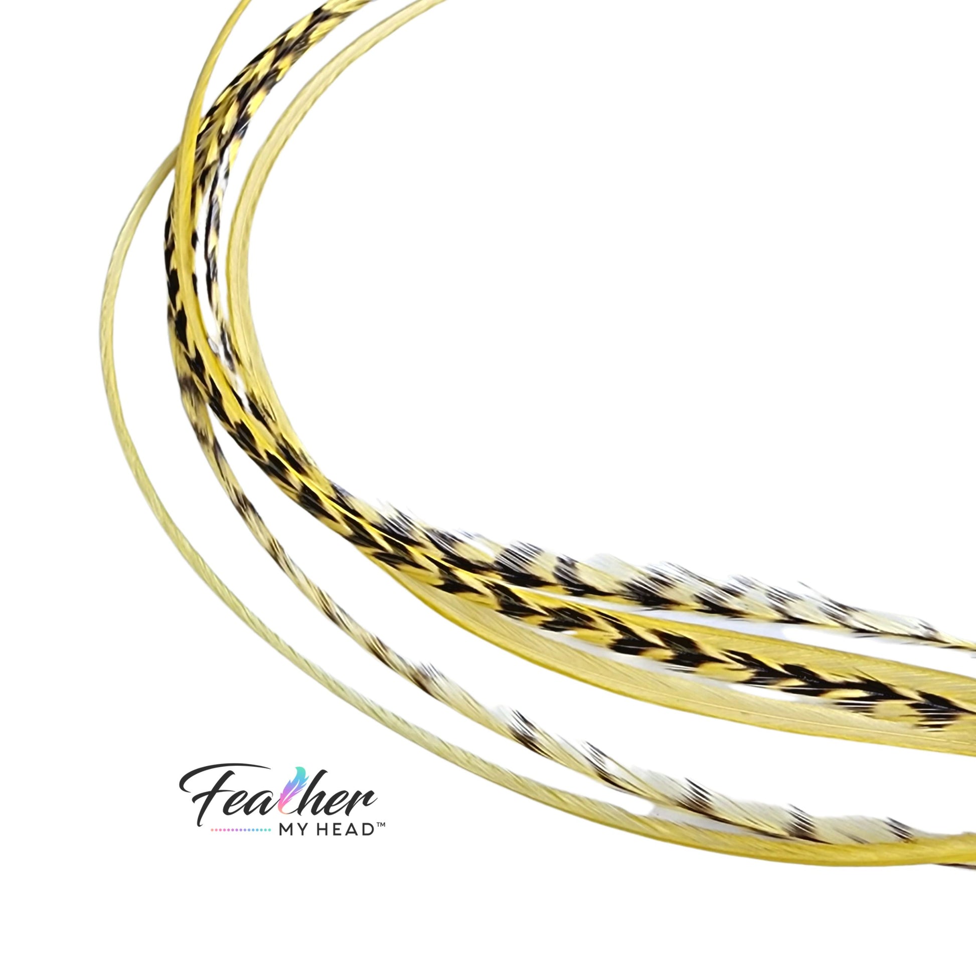 Soft yellow rooster feather hair extensions thin natural hair feathers