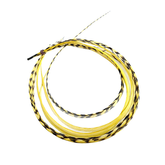 Soft yellow feather hair extensions extra long pastel rooster feathers