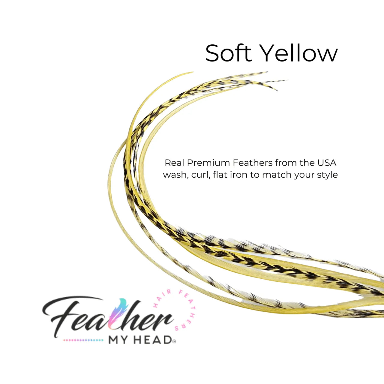 Soft Pastel Yellow feather hair extension kit by Feather My Head feather hair extensions in long lengths you will love.