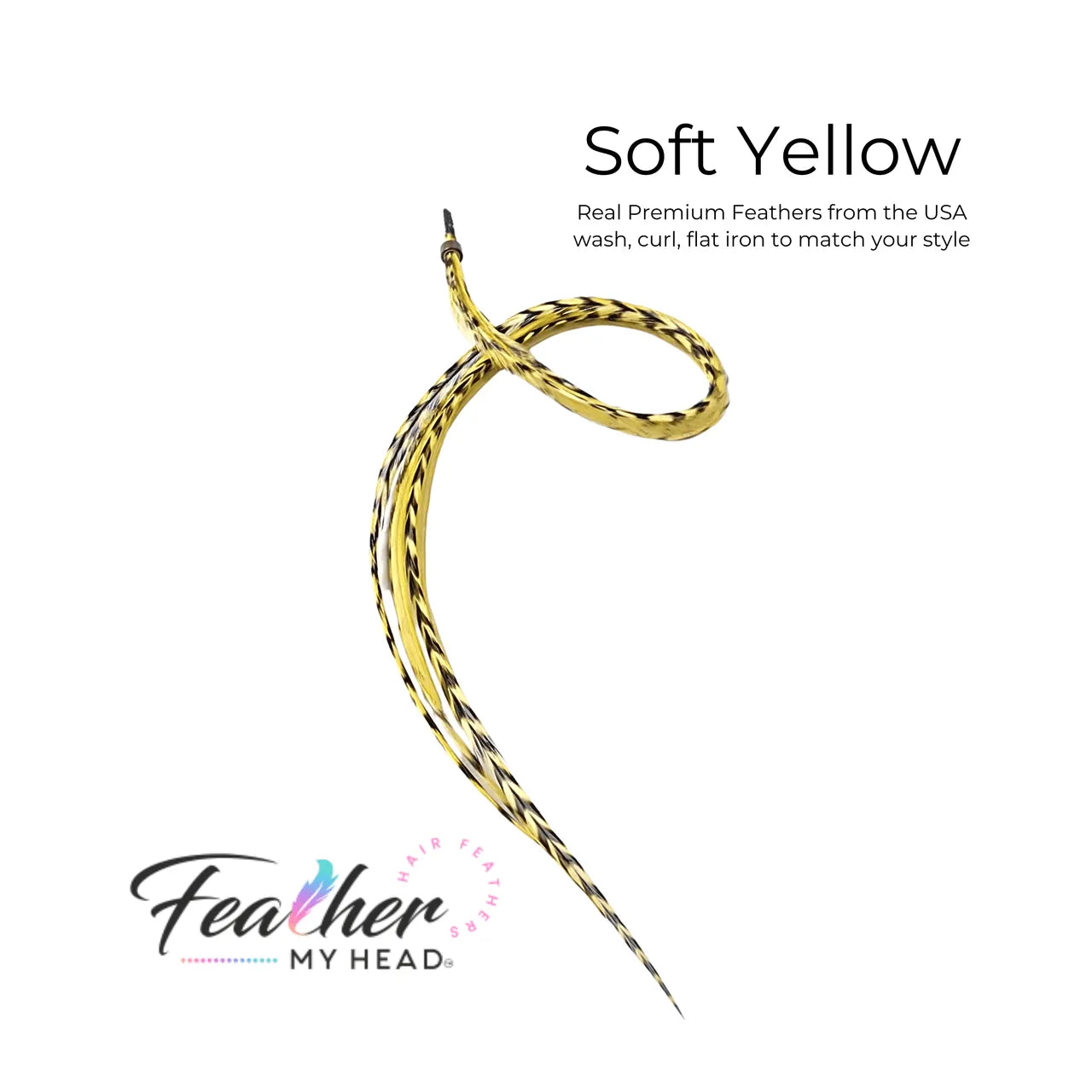 Soft Pastel Yellow feather hair extension kit by Feather My Head feather hair extensions in long lengths you will love.