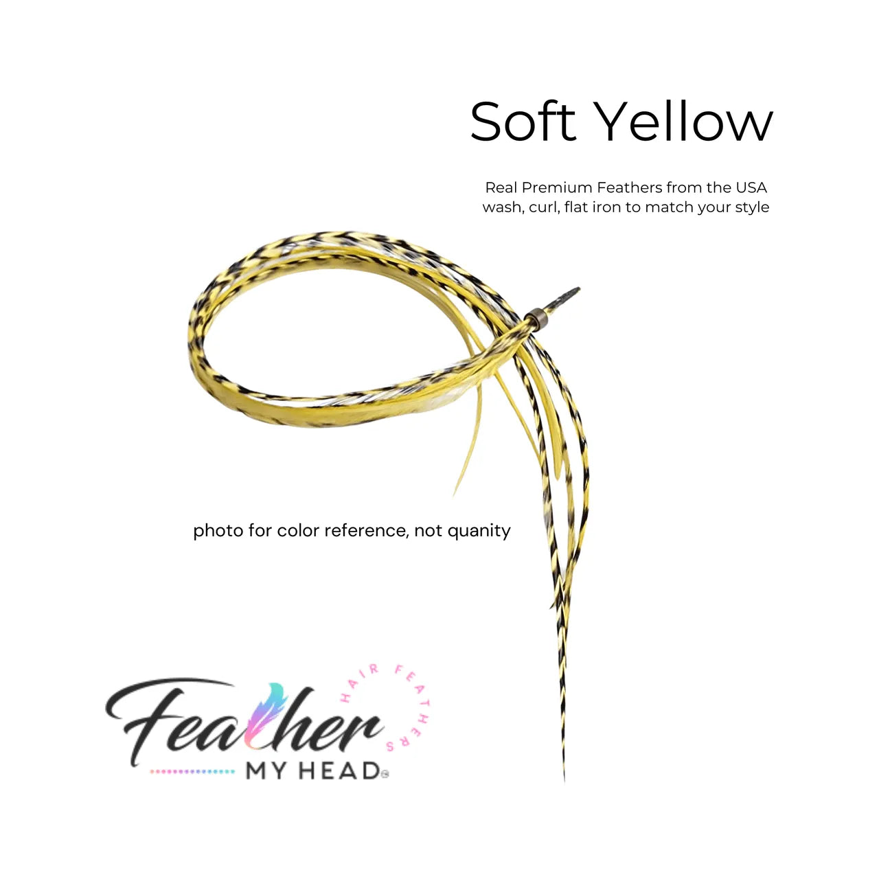 Soft Pastel Yellow feather hair extension kit by Feather My Head feather hair extensions in long lengths you will love.