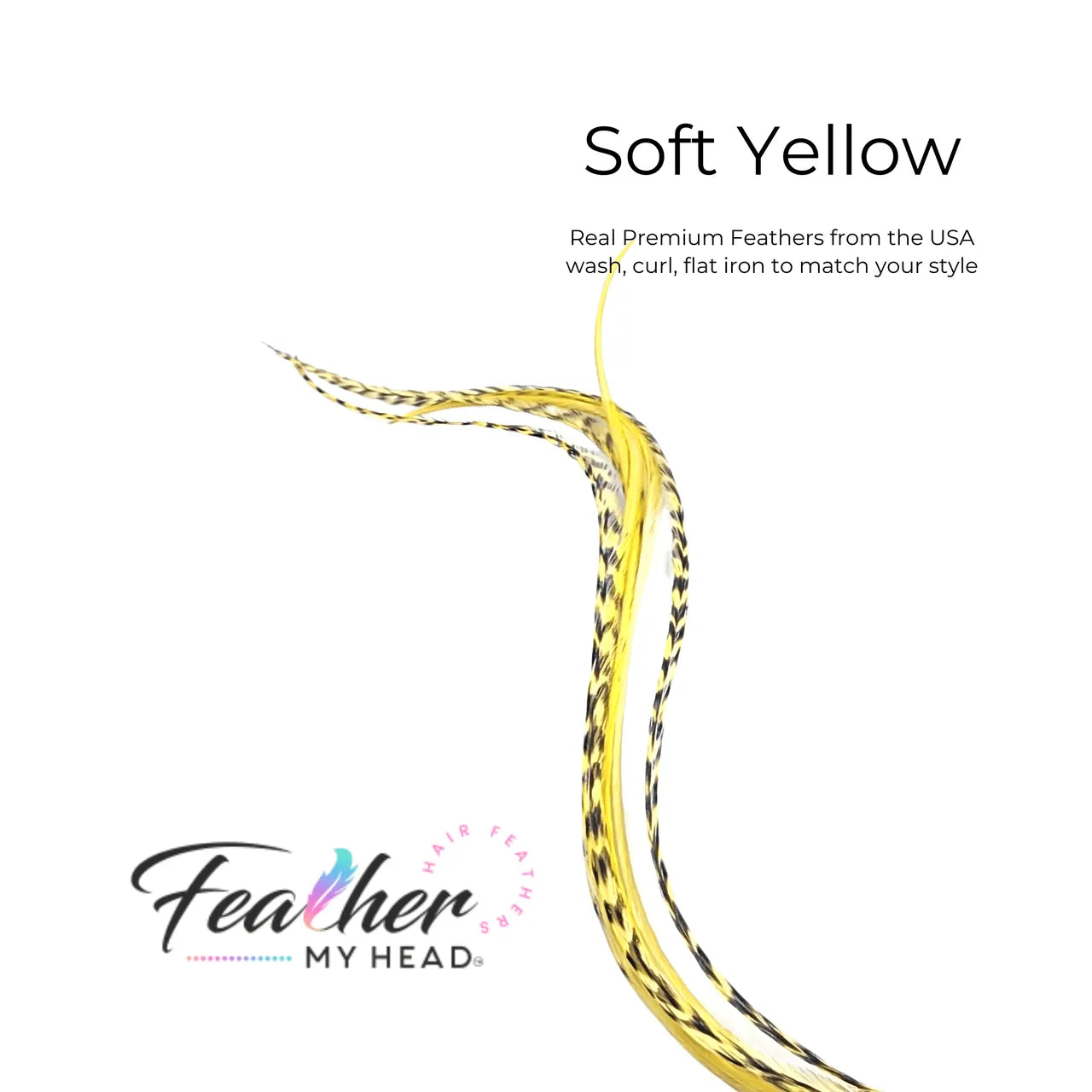 Soft Pastel Yellow feather hair extension kit by Feather My Head feather hair extensions in long lengths you will love.