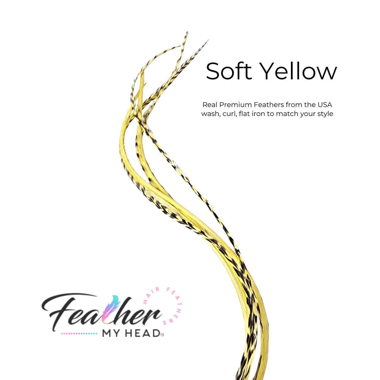 Soft Pastel Yellow feather hair extension kit by Feather My Head feather hair extensions in long lengths you will love.
