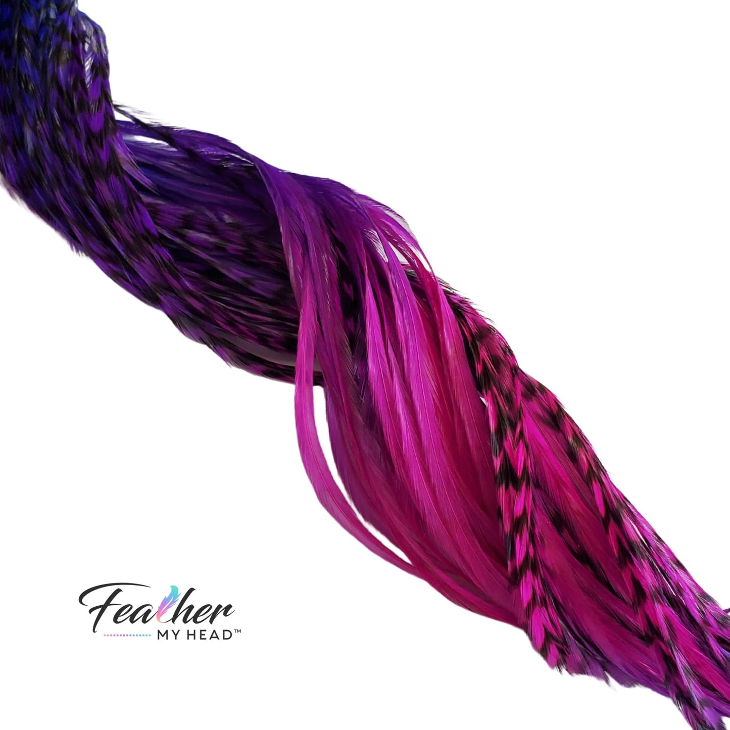 Electric Berry Fade Rainbow Hair Feather