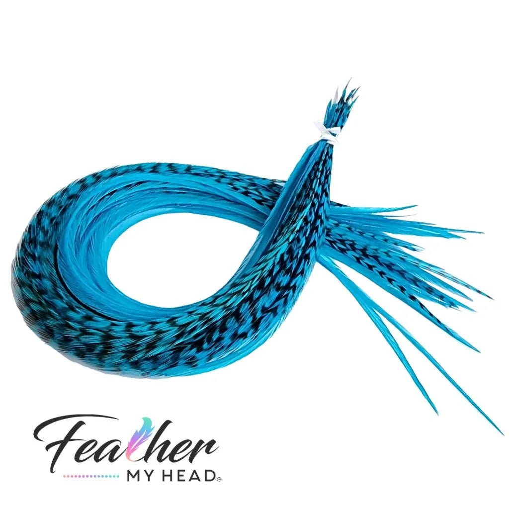 Turquoise Blue hair feather extensions