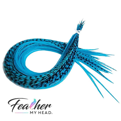 Turquoise Blue hair feather extensions
