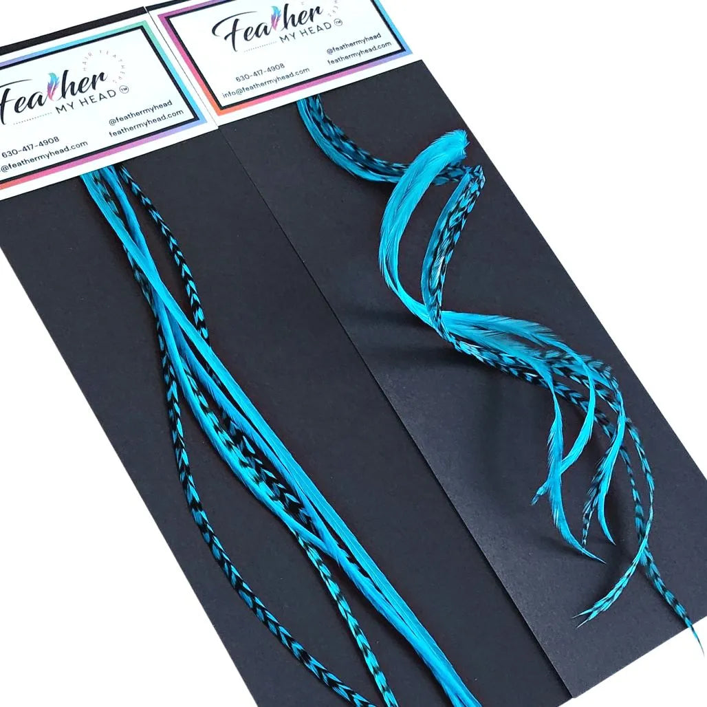 Turquoise Blue hair feather extensions