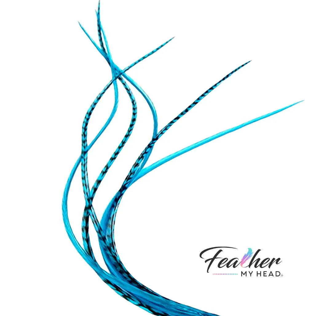Turquoise Blue hair feather extensions